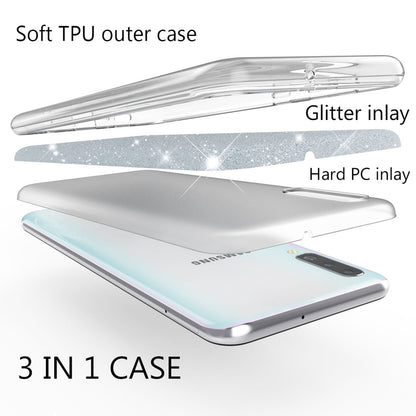 NALIA Glitzerhülle für Samsung Galaxy A50 – Funkelnder Glitzer-Look & Grip – SHINEPOP (Silikon Case) – Marke aus Berlin