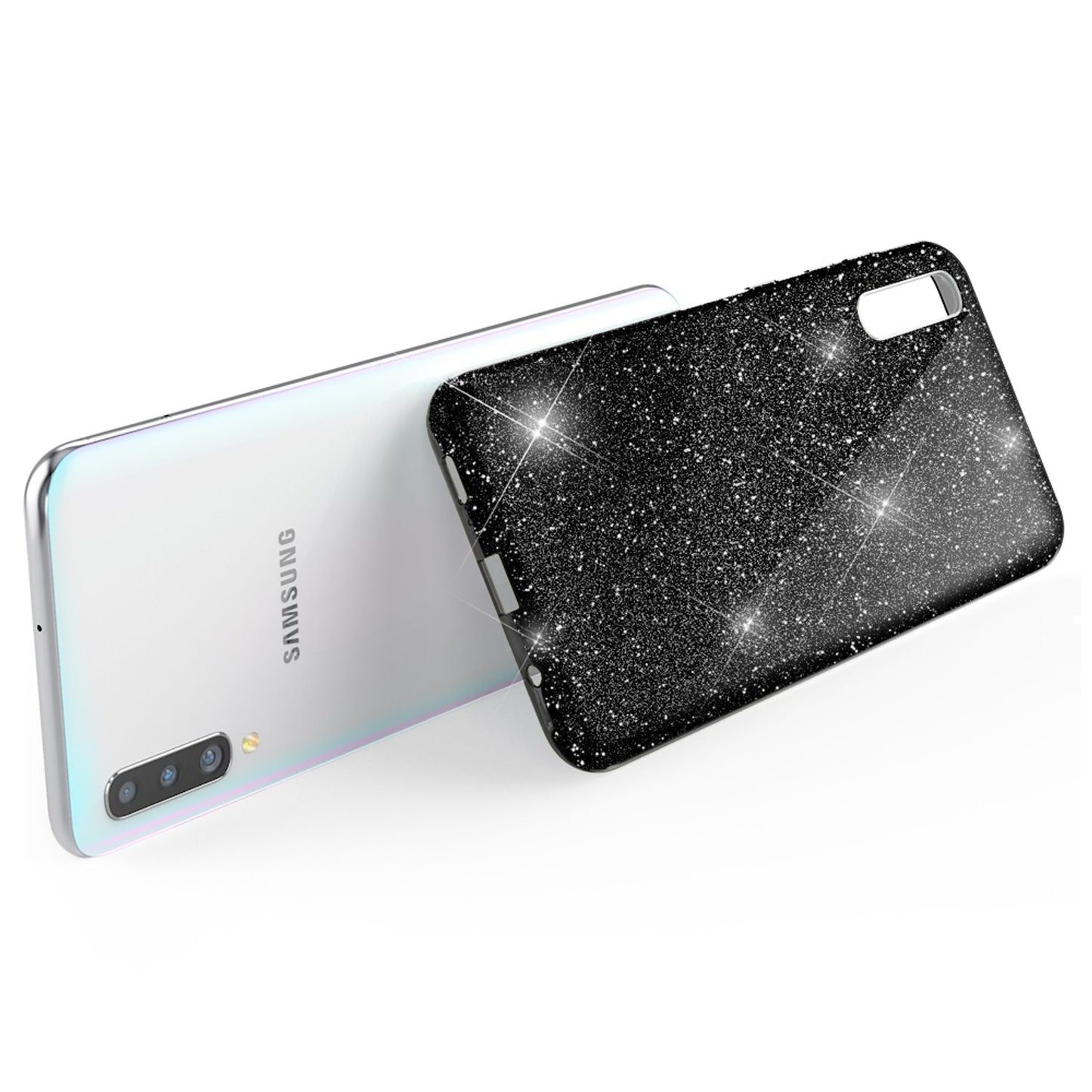 NALIA Glitzerhülle für Samsung Galaxy A50 – Funkelnder Glitzer-Look & Grip – SHINEPOP (Silikon Case) – Marke aus Berlin