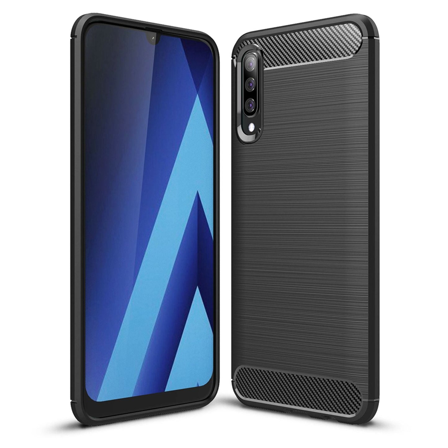 NALIA Silikonhülle für Samsung Galaxy A50 – Rutschfest & Matt – VORTEX (Gebürstete Optik & Carbon Design) – Marke aus Berlin