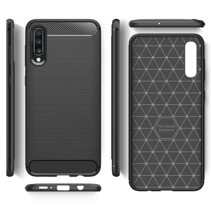 NALIA Silikonhülle für Samsung Galaxy A70 – Rutschfest & Matt – VORTEX (Gebürstete Optik & Carbon Design) – Marke aus Berlin