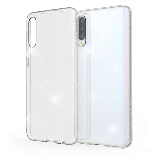 NALIA Glitzerhülle für Samsung Galaxy A50 – Funkelndes Silikon Case – DAZZLIN (Transparent & Stoßfest) – Marke aus Berlin