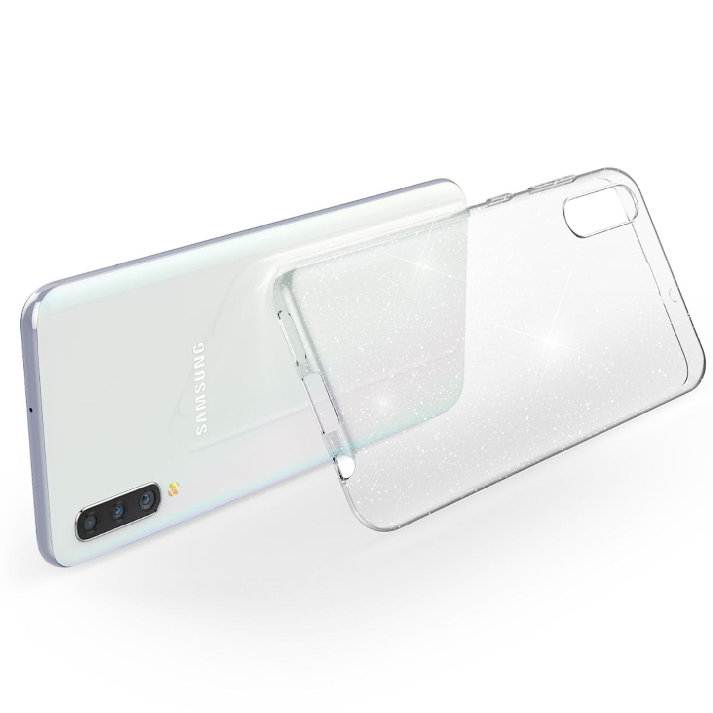 NALIA Glitzerhülle für Samsung Galaxy A50 – Funkelndes Silikon Case – DAZZLIN (Transparent & Stoßfest) – Marke aus Berlin