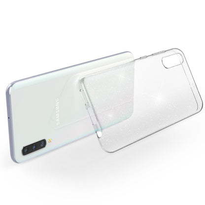 NALIA Glitzerhülle für Samsung Galaxy A50 – Funkelndes Silikon Case – DAZZLIN (Transparent & Stoßfest) – Marke aus Berlin