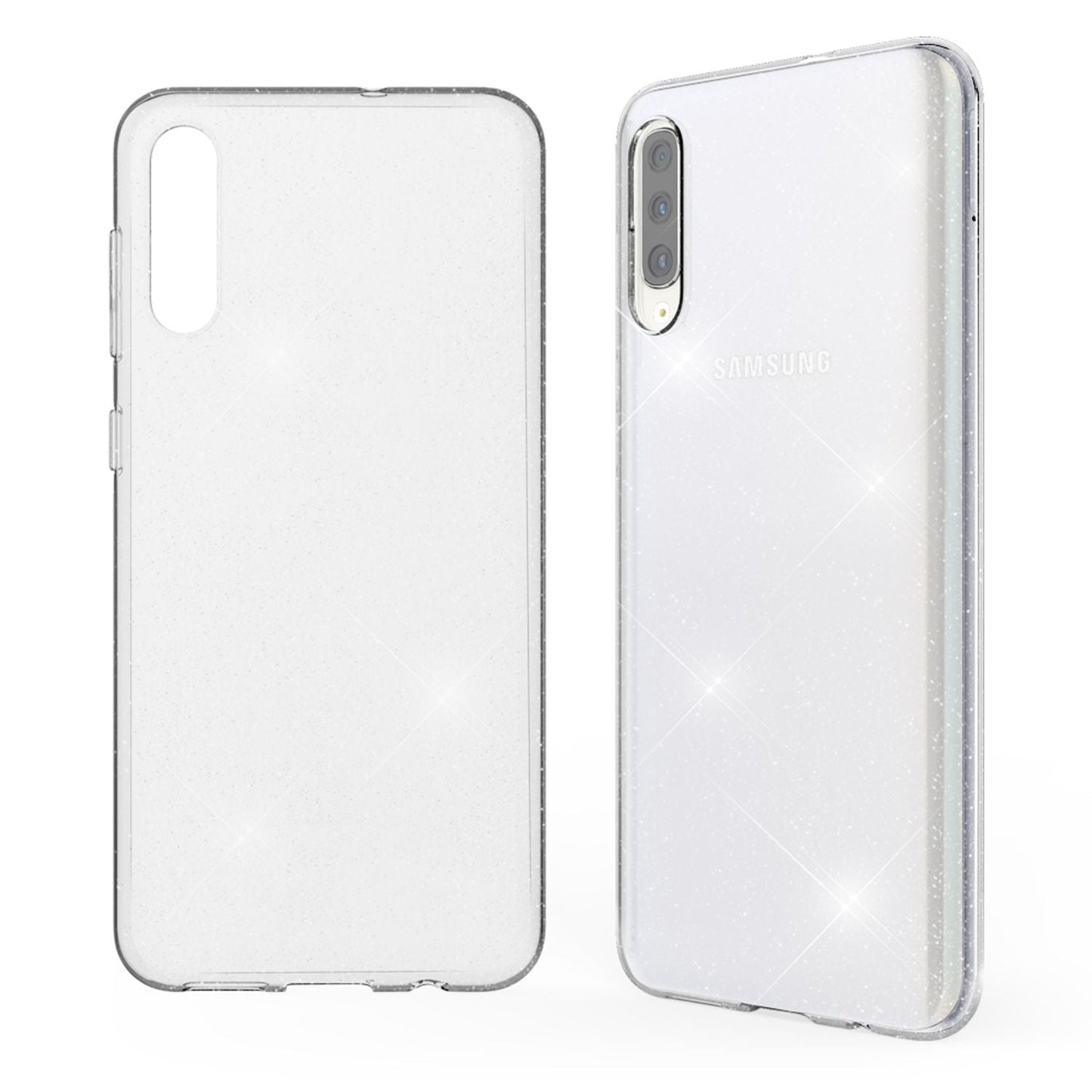 NALIA Glitzerhülle für Samsung Galaxy A50 – Funkelndes Silikon Case – DAZZLIN (Transparent & Stoßfest) – Marke aus Berlin
