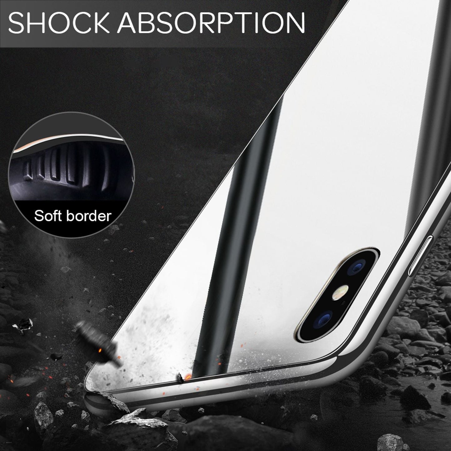 NALIA Spiegel Hartglas Hülle kompatibel mit iPhone X / XS, Mirror Hard-Case 9H Tempered Glass Cover & Silikon Bumper, Robuste Handyhülle Schutzhülle Etui Handy-Tasche Dünn
