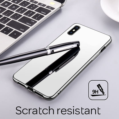 NALIA Spiegel Hartglas Hülle kompatibel mit iPhone X / XS, Mirror Hard-Case 9H Tempered Glass Cover & Silikon Bumper, Robuste Handyhülle Schutzhülle Etui Handy-Tasche Dünn