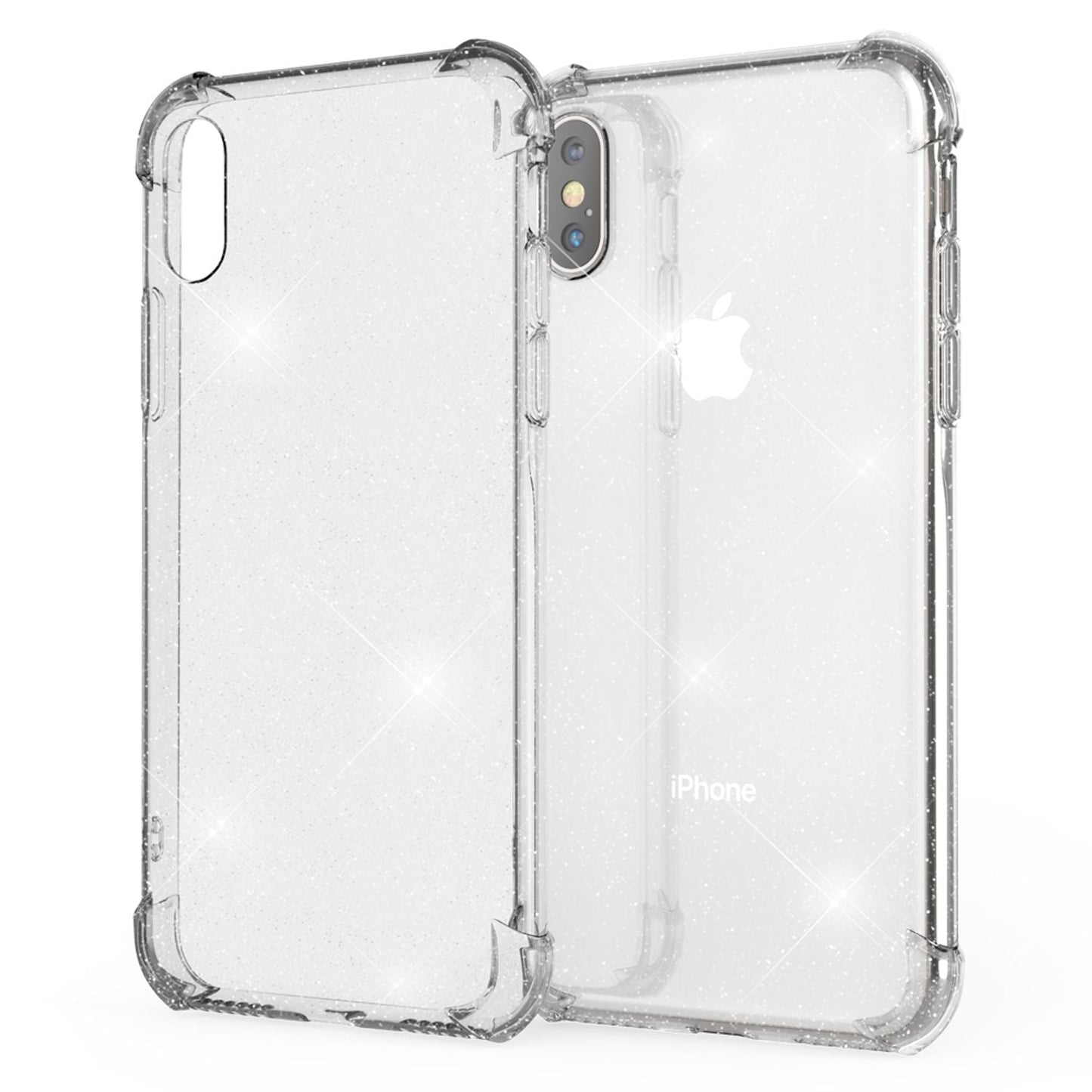 NALIA Glitzer Hülle kompatibel mit iPhone XS Max, Glitter Case Silikon Schutzhülle Strass Handy-Tasche Durchsichtig Dünn, Handyhülle Bling Cover Phone Bumper Soft Gummi Etui Weich