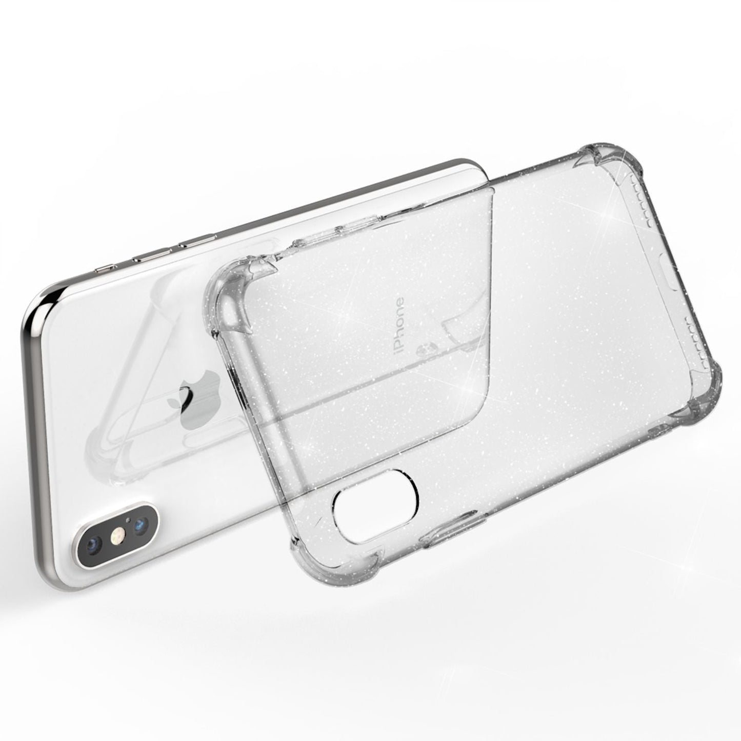 NALIA Glitzer Hülle kompatibel mit iPhone XS Max, Glitter Case Silikon Schutzhülle Strass Handy-Tasche Durchsichtig Dünn, Handyhülle Bling Cover Phone Bumper Soft Gummi Etui Weich