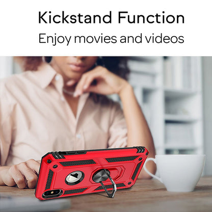 NALIA Panzerhülle für iPhone X / XS – Ring-Ständer 360° & Magnet-Halterung Kompatibel – RINGDEFEND (Stoßfestes Outdoor Case) – Marke aus Berlin