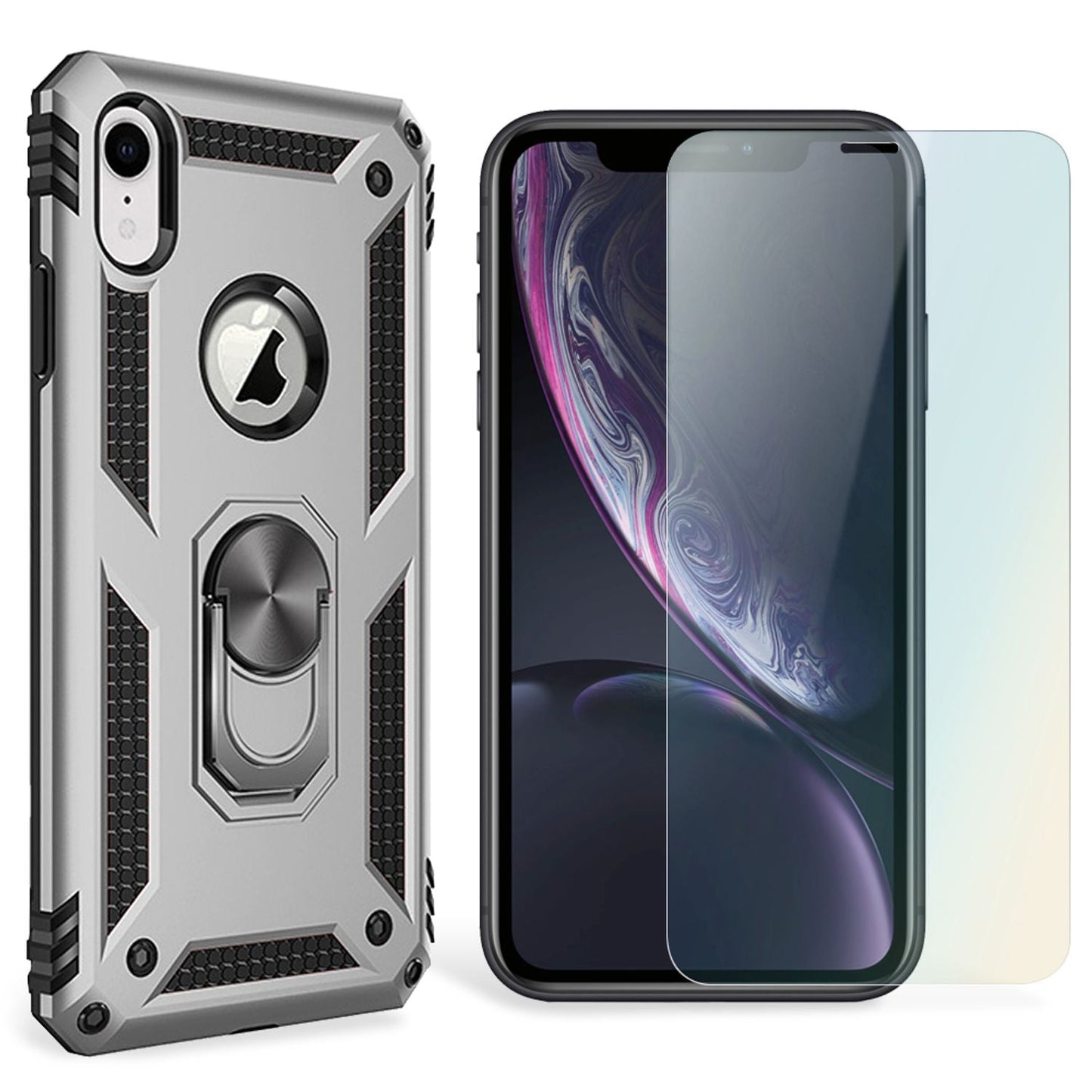 NALIA Panzerhülle für iPhone XR – Ring-Ständer 360° & Magnet-Halterung Kompatibel – RINGDEFEND (Stoßfestes Outdoor Case) – Marke aus Berlin