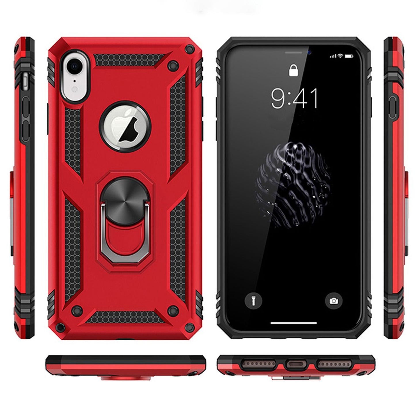 NALIA Panzerhülle für iPhone XR – Ring-Ständer 360° & Magnet-Halterung Kompatibel – RINGDEFEND (Stoßfestes Outdoor Case) – Marke aus Berlin