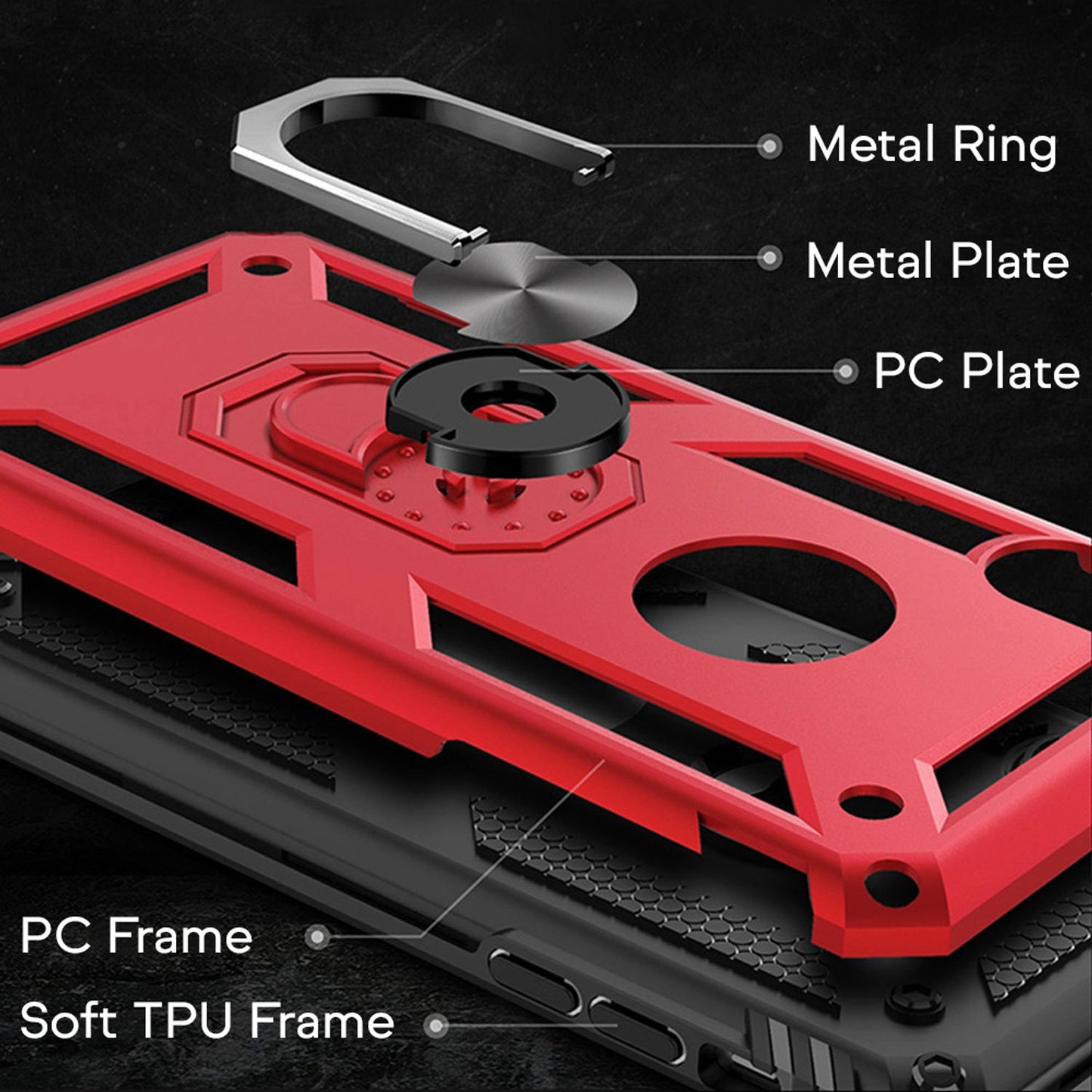 NALIA Panzerhülle für iPhone XR – Ring-Ständer 360° & Magnet-Halterung Kompatibel – RINGDEFEND (Stoßfestes Outdoor Case) – Marke aus Berlin