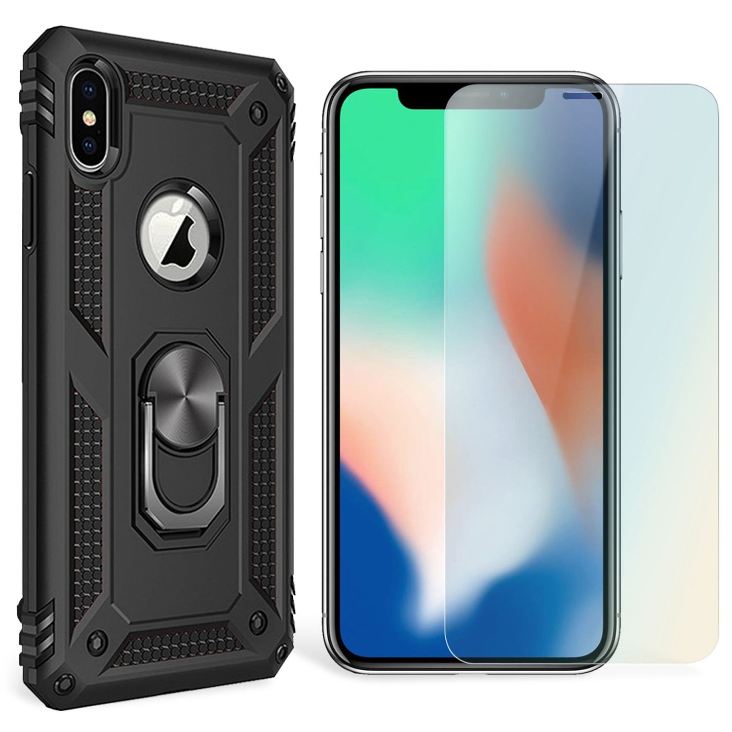 NALIA Panzerhülle für iPhone XS Max – Ring-Ständer 360° & Magnet-Halterung Kompatibel – RINGDEFEND (Stoßfestes Outdoor Case) – Marke aus Berlin
