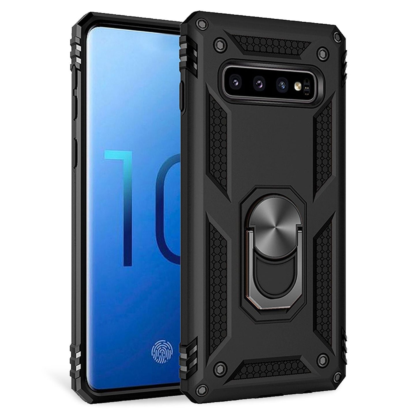 NALIA Panzerhülle für Samsung Galaxy S10 Plus – Ring-Ständer 360° & Magnet-Halterung Kompatibel – RINGDEFEND (Stoßfestes Outdoor Case) – Marke aus Berlin