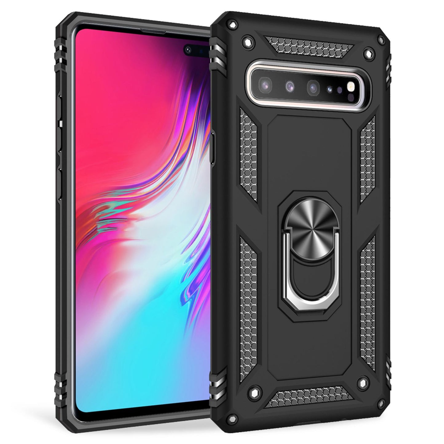 NALIA Panzerhülle für Samsung Galaxy S10 5G – Ring-Ständer 360° & Magnet-Halterung Kompatibel – RINGDEFEND (Stoßfestes Outdoor Case) – Marke aus Berlin