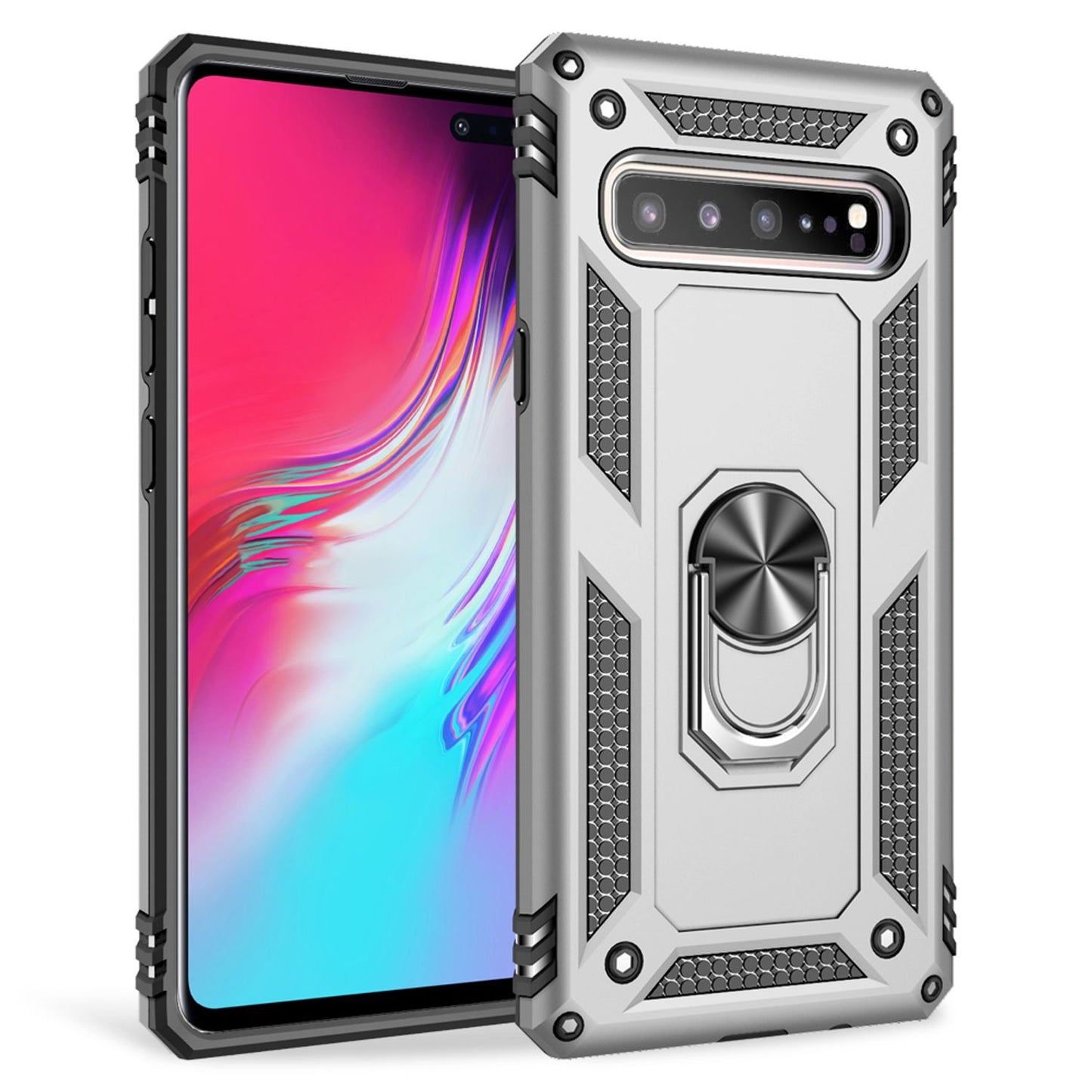 NALIA Panzerhülle für Samsung Galaxy S10 5G – Ring-Ständer 360° & Magnet-Halterung Kompatibel – RINGDEFEND (Stoßfestes Outdoor Case) – Marke aus Berlin