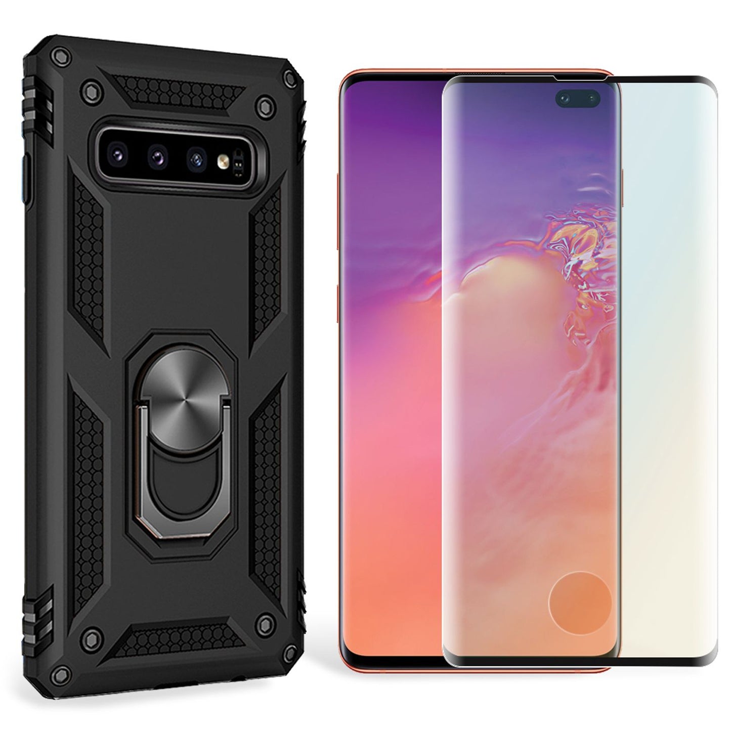 NALIA Panzerhülle für Samsung Galaxy S10 Plus – Ring-Ständer 360° & Magnet-Halterung Kompatibel – RINGDEFEND (Stoßfestes Outdoor Case) – Marke aus Berlin