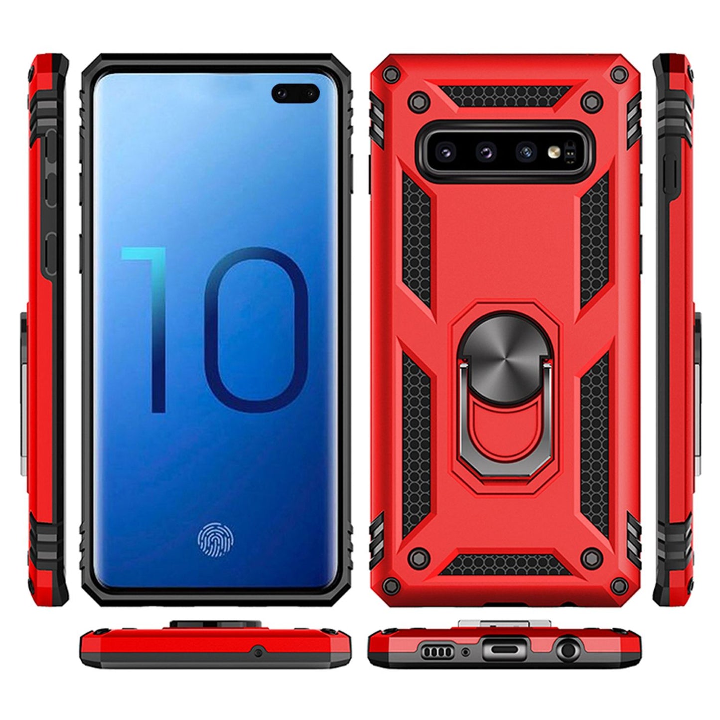 NALIA Panzerhülle für Samsung Galaxy S10 Plus – Ring-Ständer 360° & Magnet-Halterung Kompatibel – RINGDEFEND (Stoßfestes Outdoor Case) – Marke aus Berlin
