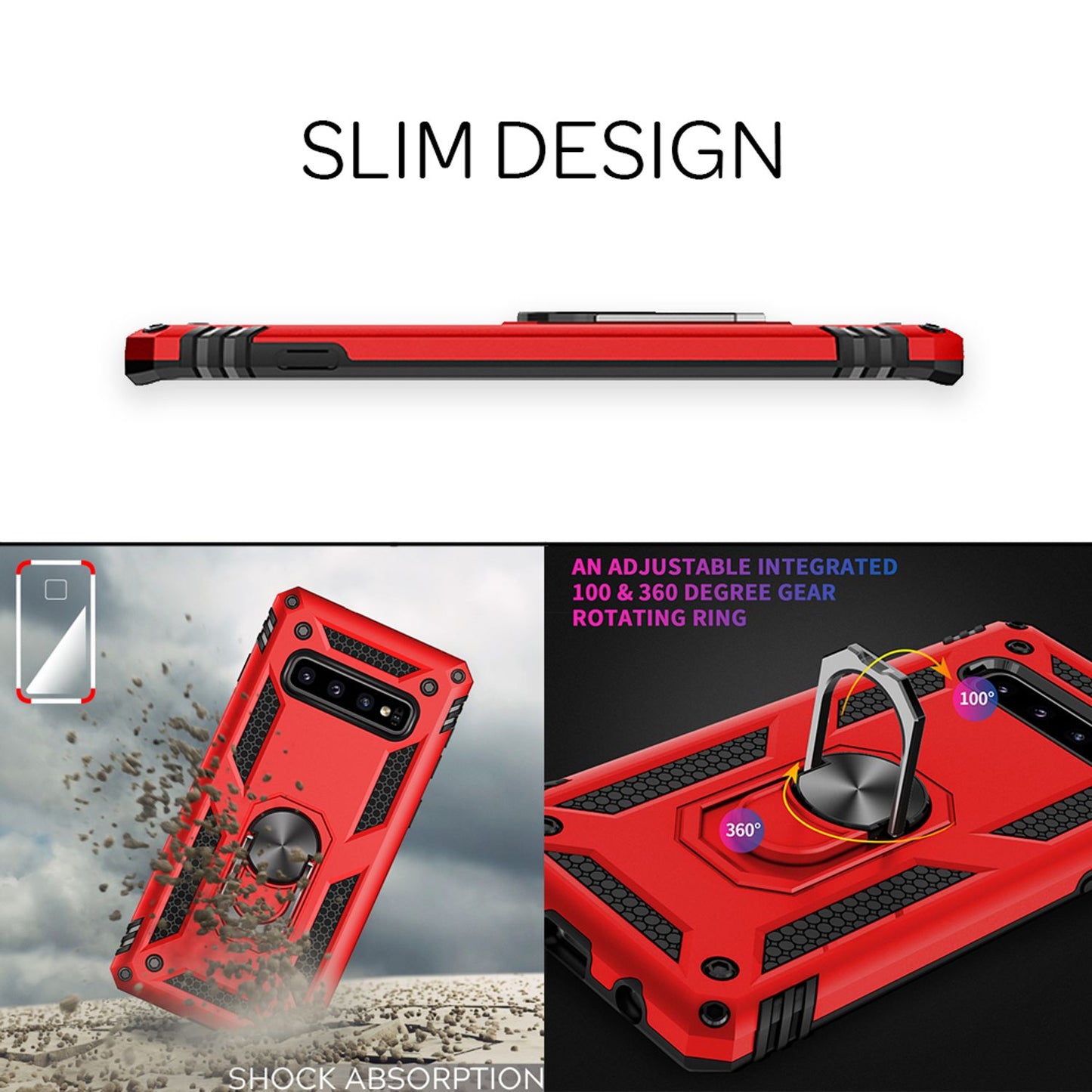NALIA Panzerhülle für Samsung Galaxy S10 Plus – Ring-Ständer 360° & Magnet-Halterung Kompatibel – RINGDEFEND (Stoßfestes Outdoor Case) – Marke aus Berlin