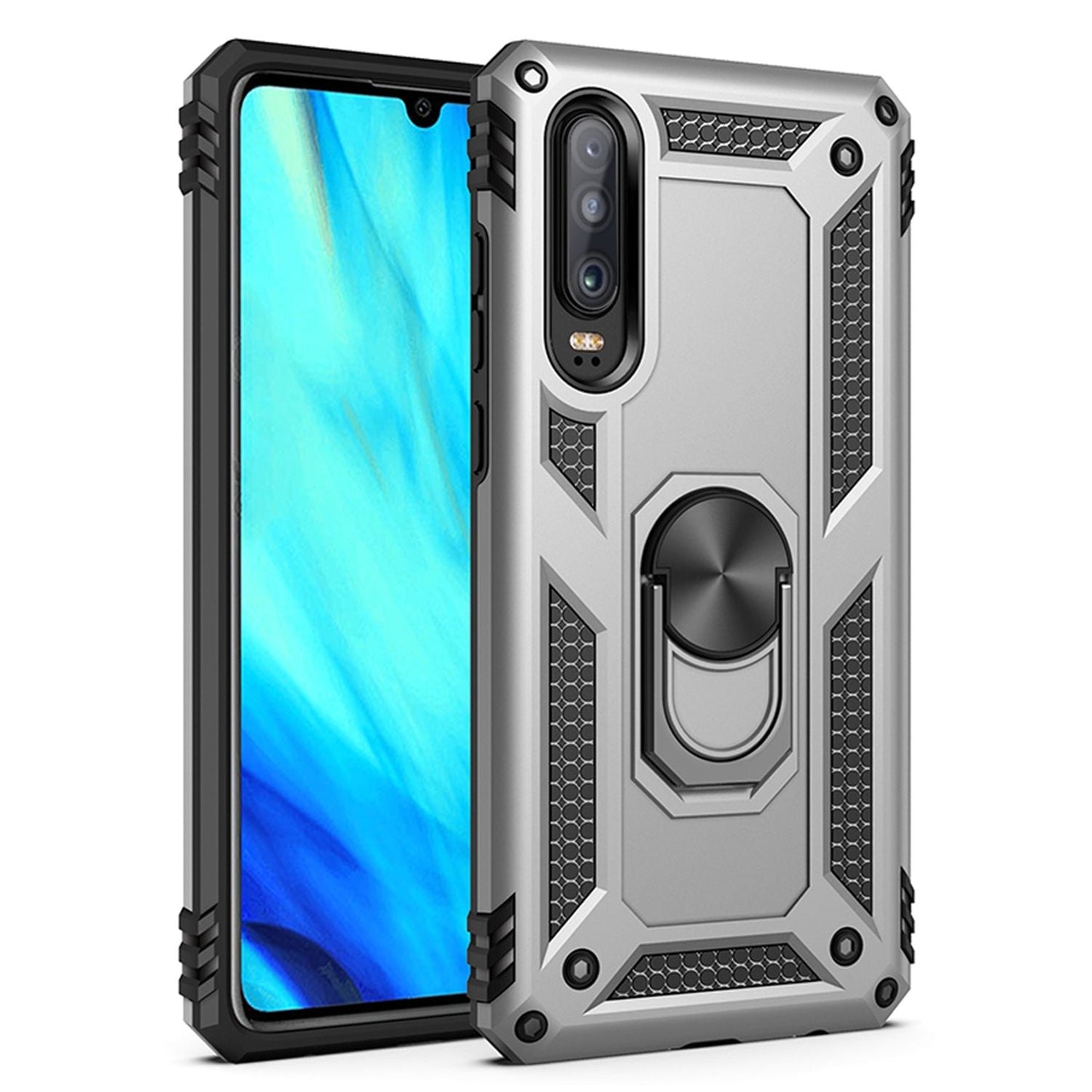 NALIA Panzerhülle für Huawei P30 – Ring-Ständer 360° & Magnet-Halterung Kompatibel – RINGDEFEND (Stoßfestes Outdoor Case) – Marke aus Berlin