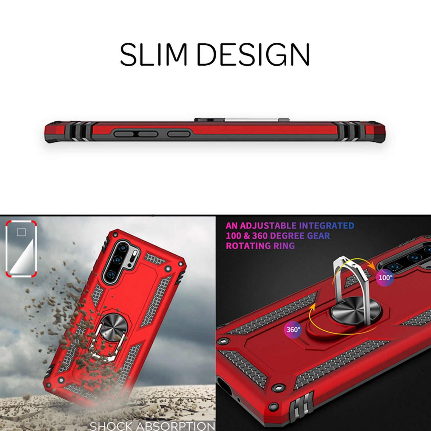 NALIA Panzerhülle für Huawei P30 Pro – Ring-Ständer 360° & Magnet-Halterung Kompatibel – RINGDEFEND (Stoßfestes Outdoor Case) – Marke aus Berlin