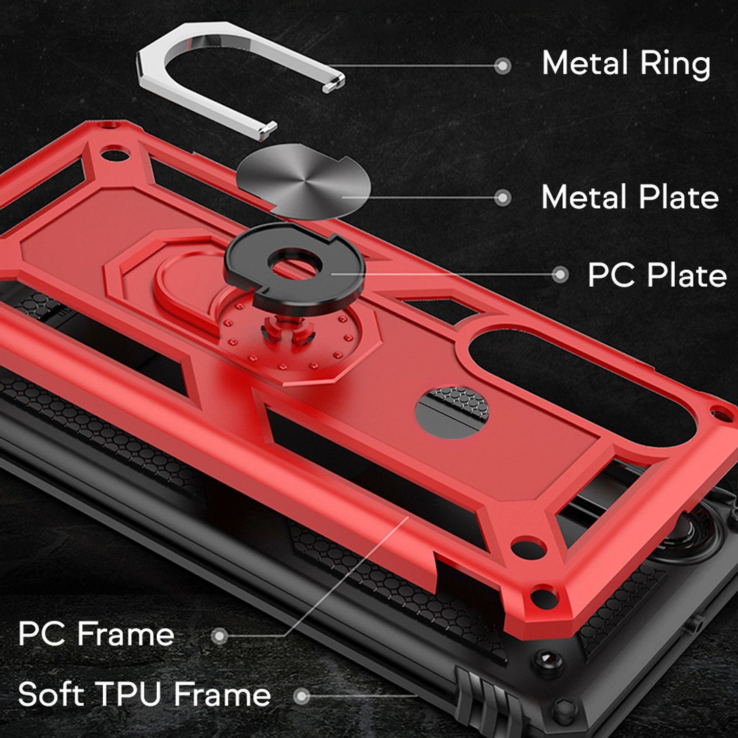 NALIA Panzerhülle für Huawei P30 Lite – Ring-Ständer 360° & Magnet-Halterung Kompatibel – RINGDEFEND (Stoßfestes Outdoor Case) – Marke aus Berlin