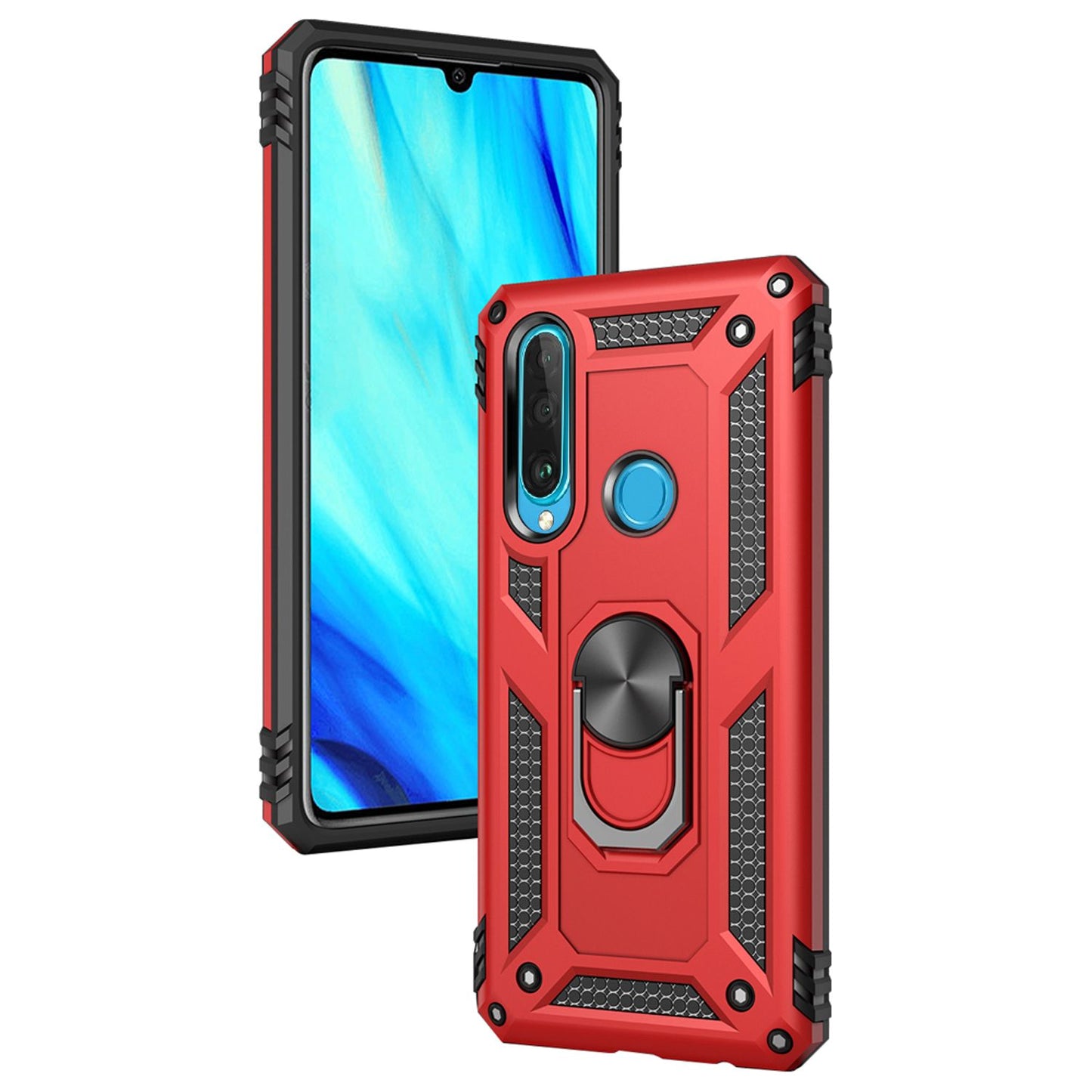 NALIA Panzerhülle für Huawei P30 Lite – Ring-Ständer 360° & Magnet-Halterung Kompatibel – RINGDEFEND (Stoßfestes Outdoor Case) – Marke aus Berlin