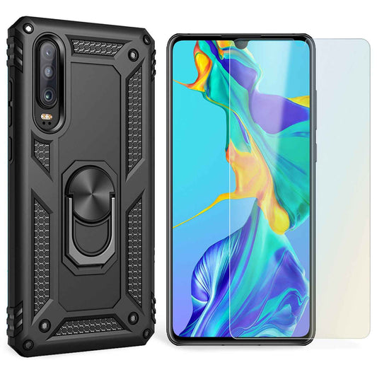 NALIA Panzerhülle für Huawei P30 – Ring-Ständer 360° & Magnet-Halterung Kompatibel – RINGDEFEND (Stoßfestes Outdoor Case) – Marke aus Berlin