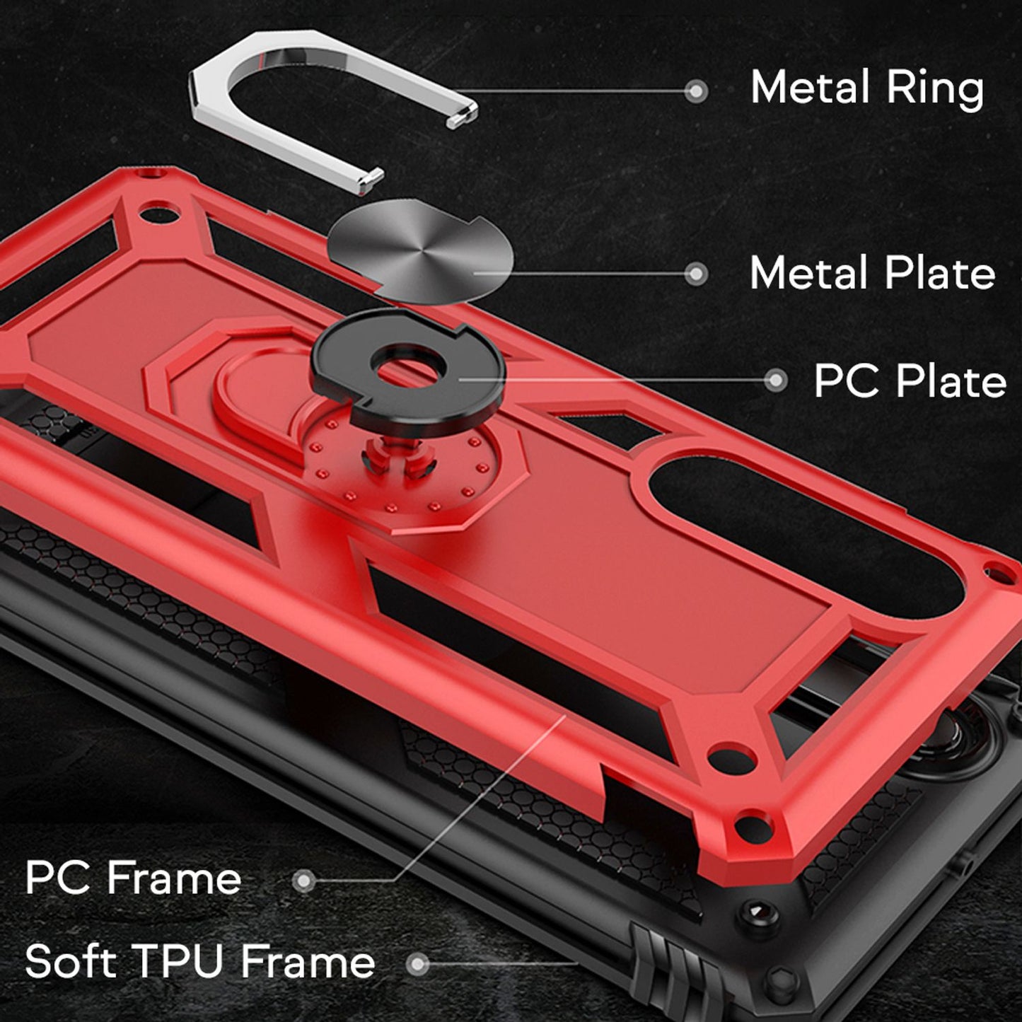 NALIA Panzerhülle für Huawei P30 – Ring-Ständer 360° & Magnet-Halterung Kompatibel – RINGDEFEND (Stoßfestes Outdoor Case) – Marke aus Berlin