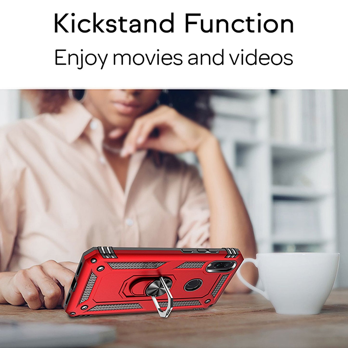 NALIA Panzerhülle für Xiaomi Redmi Note 7 – Ring-Ständer 360° & Magnet-Halterung Kompatibel – RINGDEFEND (Stoßfestes Outdoor Case) – Marke aus Berlin
