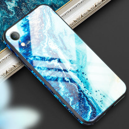 NALIA Hartglas Hülle kompatibel mit iPhone XR, Marmor Design Hard-Case aus 9H Tempered Glass & Silikon Bumper, Robuste Motiv Handyhülle Phone Cover Schutzhülle Handy-Tasche