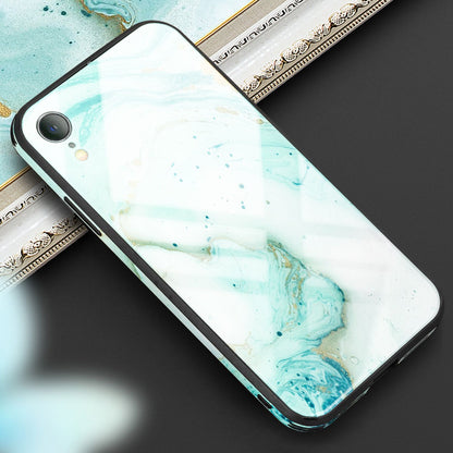 NALIA Hartglas Hülle kompatibel mit iPhone XR, Marmor Design Hard-Case aus 9H Tempered Glass & Silikon Bumper, Robuste Motiv Handyhülle Phone Cover Schutzhülle Handy-Tasche
