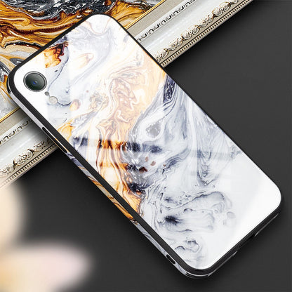 NALIA Hartglas Hülle kompatibel mit iPhone XR, Marmor Design Hard-Case aus 9H Tempered Glass & Silikon Bumper, Robuste Motiv Handyhülle Phone Cover Schutzhülle Handy-Tasche