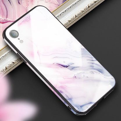 NALIA Hartglas Hülle kompatibel mit iPhone XR, Marmor Design Hard-Case aus 9H Tempered Glass & Silikon Bumper, Robuste Motiv Handyhülle Phone Cover Schutzhülle Handy-Tasche