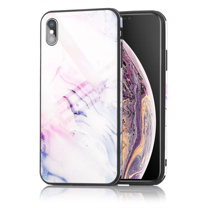 NALIA Hartglas Hülle kompatibel mit iPhone XS Max, Marmor Design Hard-Case aus 9H Tempered Glass & Silikon Bumper, Robuste Handyhülle Phone Cover Schutzhülle Handy-Tasche