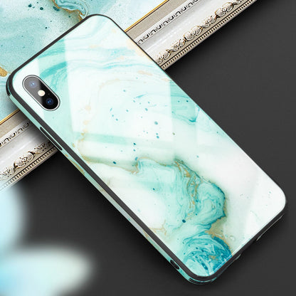 NALIA Hartglas Hülle kompatibel mit iPhone XS Max, Marmor Design Hard-Case aus 9H Tempered Glass & Silikon Bumper, Robuste Handyhülle Phone Cover Schutzhülle Handy-Tasche