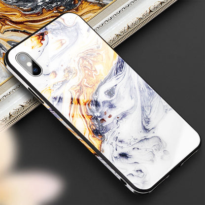 NALIA Hartglas Hülle kompatibel mit iPhone XS Max, Marmor Design Hard-Case aus 9H Tempered Glass & Silikon Bumper, Robuste Handyhülle Phone Cover Schutzhülle Handy-Tasche