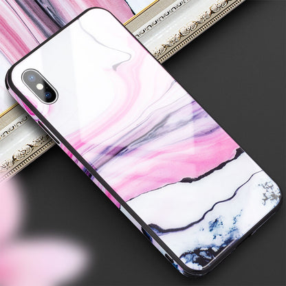 NALIA Hartglas Hülle kompatibel mit iPhone XS Max, Marmor Design Hard-Case aus 9H Tempered Glass & Silikon Bumper, Robuste Handyhülle Phone Cover Schutzhülle Handy-Tasche