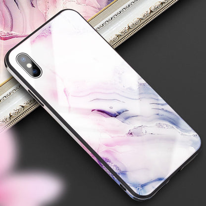 NALIA Hartglas Hülle kompatibel mit iPhone XS Max, Marmor Design Hard-Case aus 9H Tempered Glass & Silikon Bumper, Robuste Handyhülle Phone Cover Schutzhülle Handy-Tasche