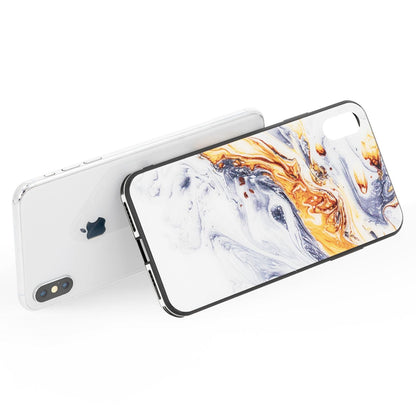 NALIA Hartglas Hülle kompatibel mit iPhone XS Max, Marmor Design Hard-Case aus 9H Tempered Glass & Silikon Bumper, Robuste Handyhülle Phone Cover Schutzhülle Handy-Tasche