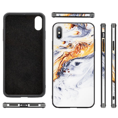 NALIA Hartglas Hülle kompatibel mit iPhone XS Max, Marmor Design Hard-Case aus 9H Tempered Glass & Silikon Bumper, Robuste Handyhülle Phone Cover Schutzhülle Handy-Tasche