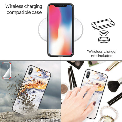 NALIA Hartglas Hülle kompatibel mit iPhone XS Max, Marmor Design Hard-Case aus 9H Tempered Glass & Silikon Bumper, Robuste Handyhülle Phone Cover Schutzhülle Handy-Tasche