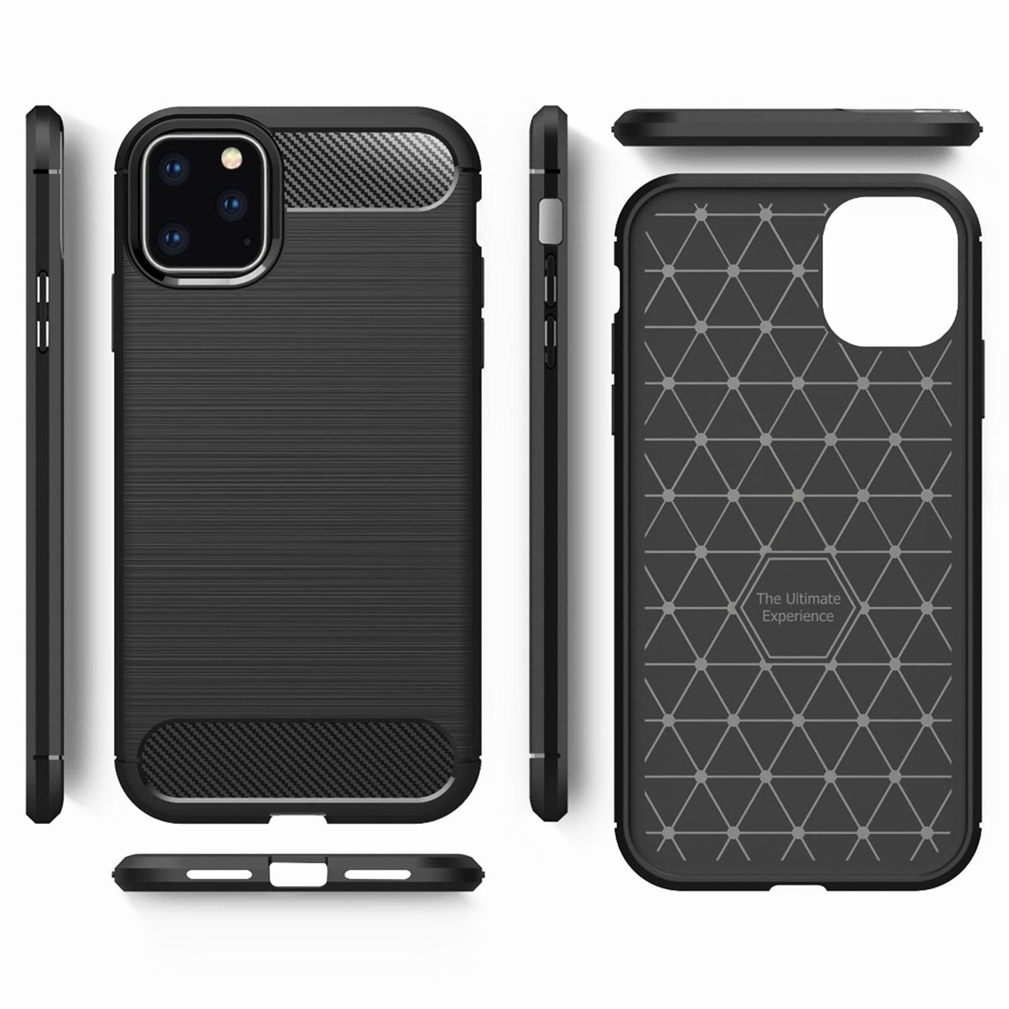 NALIA Silikonhülle für iPhone 11 Pro Max – Rutschfest & Matt – VORTEX (Gebürstete Optik & Carbon Design) – Marke aus Berlin