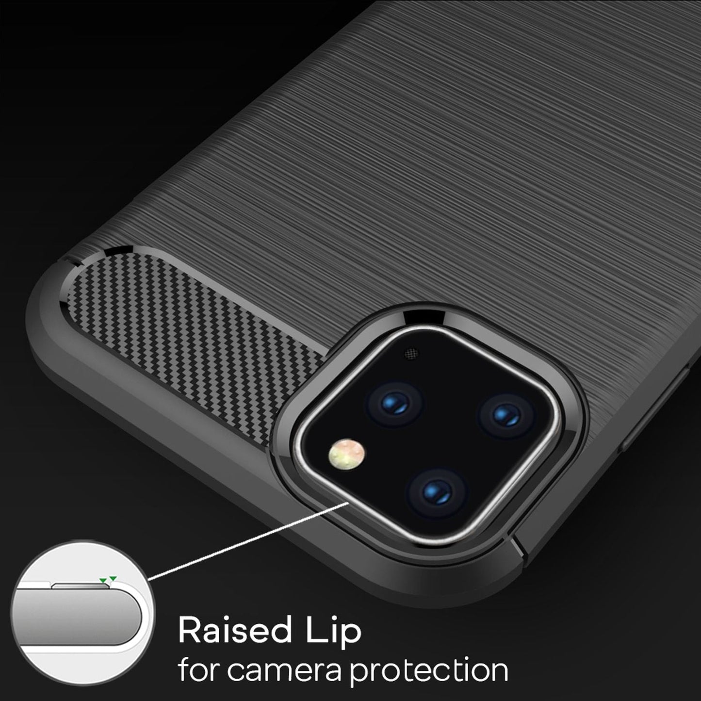 NALIA Silikonhülle für iPhone 11 Pro Max – Rutschfest & Matt – VORTEX (Gebürstete Optik & Carbon Design) – Marke aus Berlin