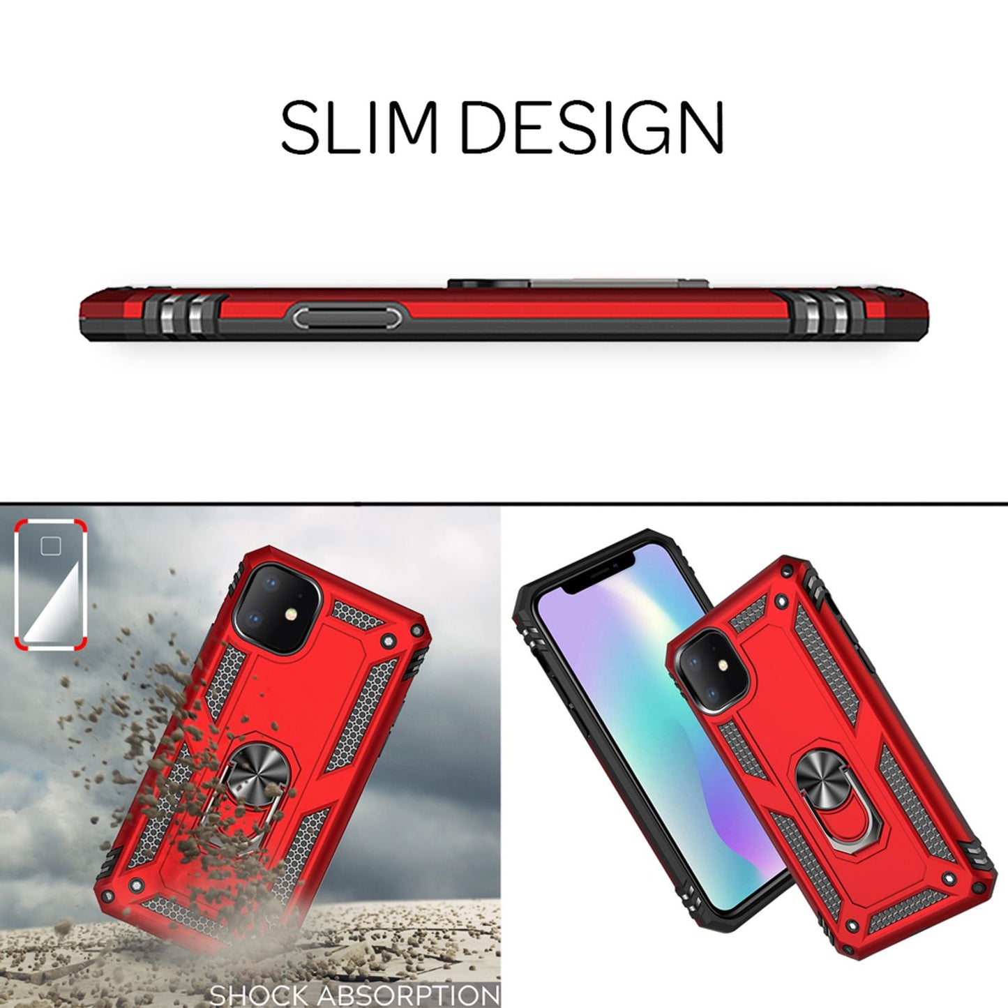 NALIA Panzerhülle für iPhone 11 – Ring-Ständer 360° & Magnet-Halterung Kompatibel – RINGDEFEND (Stoßfestes Outdoor Case) – Marke aus Berlin