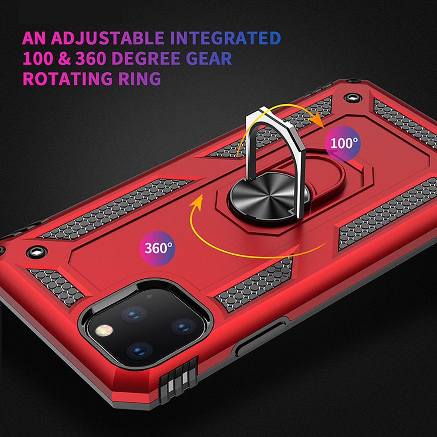 NALIA Panzerhülle für iPhone 11 Pro Max – Ring-Ständer 360° & Magnet-Halterung Kompatibel – RINGDEFEND (Stoßfestes Outdoor Case) – Marke aus Berlin