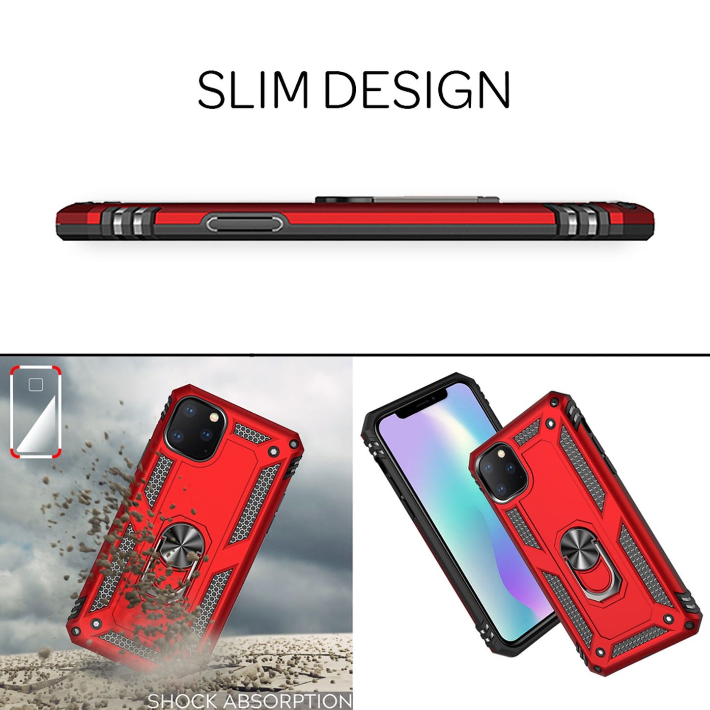 NALIA Panzerhülle für iPhone 11 Pro Max – Ring-Ständer 360° & Magnet-Halterung Kompatibel – RINGDEFEND (Stoßfestes Outdoor Case) – Marke aus Berlin