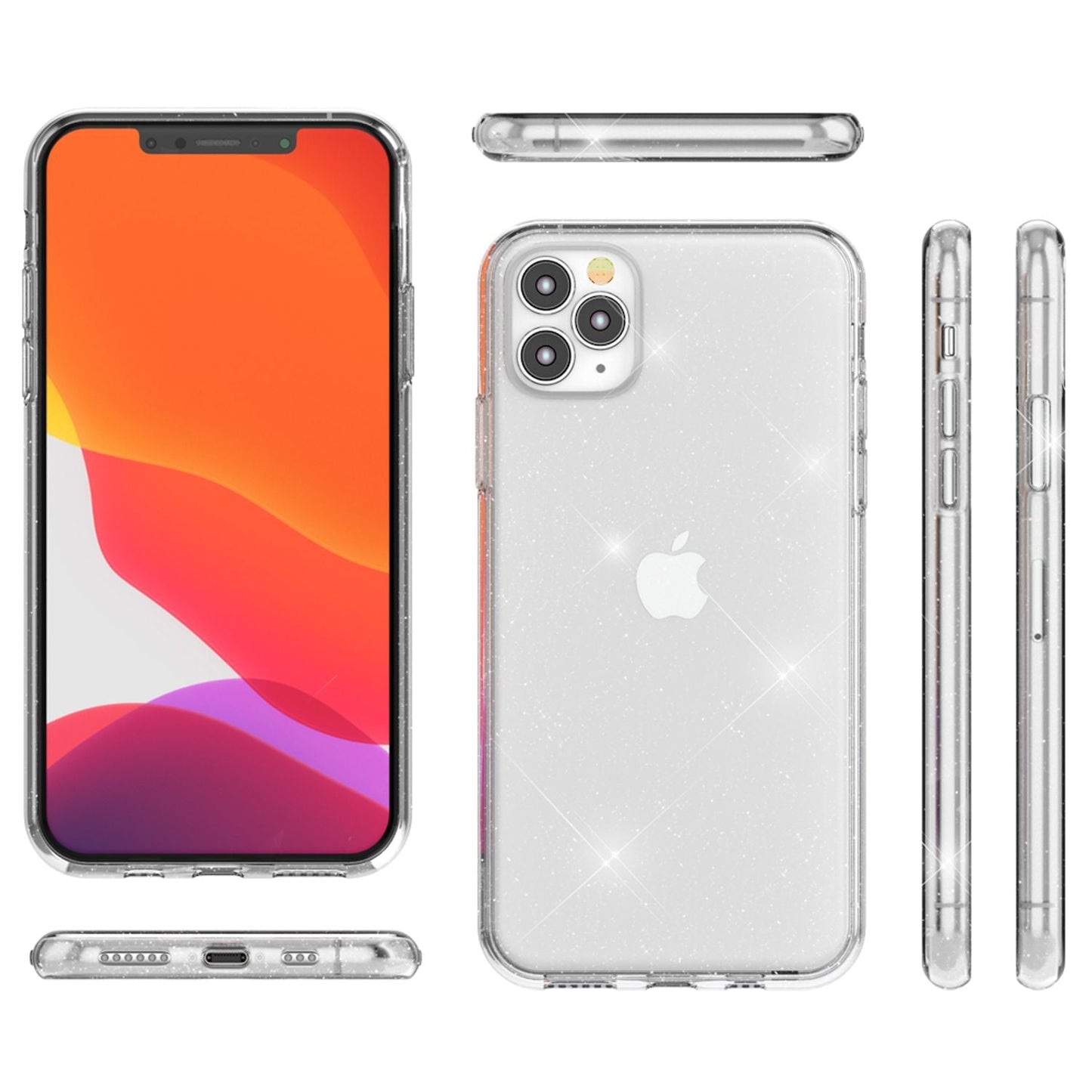 NALIA Glitzerhülle für iPhone 11 Pro Max – Funkelndes Silikon Case – DAZZLIN (Transparent & Stoßfest) – Marke aus Berlin