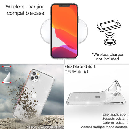 NALIA Glitzerhülle für iPhone 11 Pro – Funkelndes Silikon Case – DAZZLIN (Transparent & Stoßfest) – Marke aus Berlin
