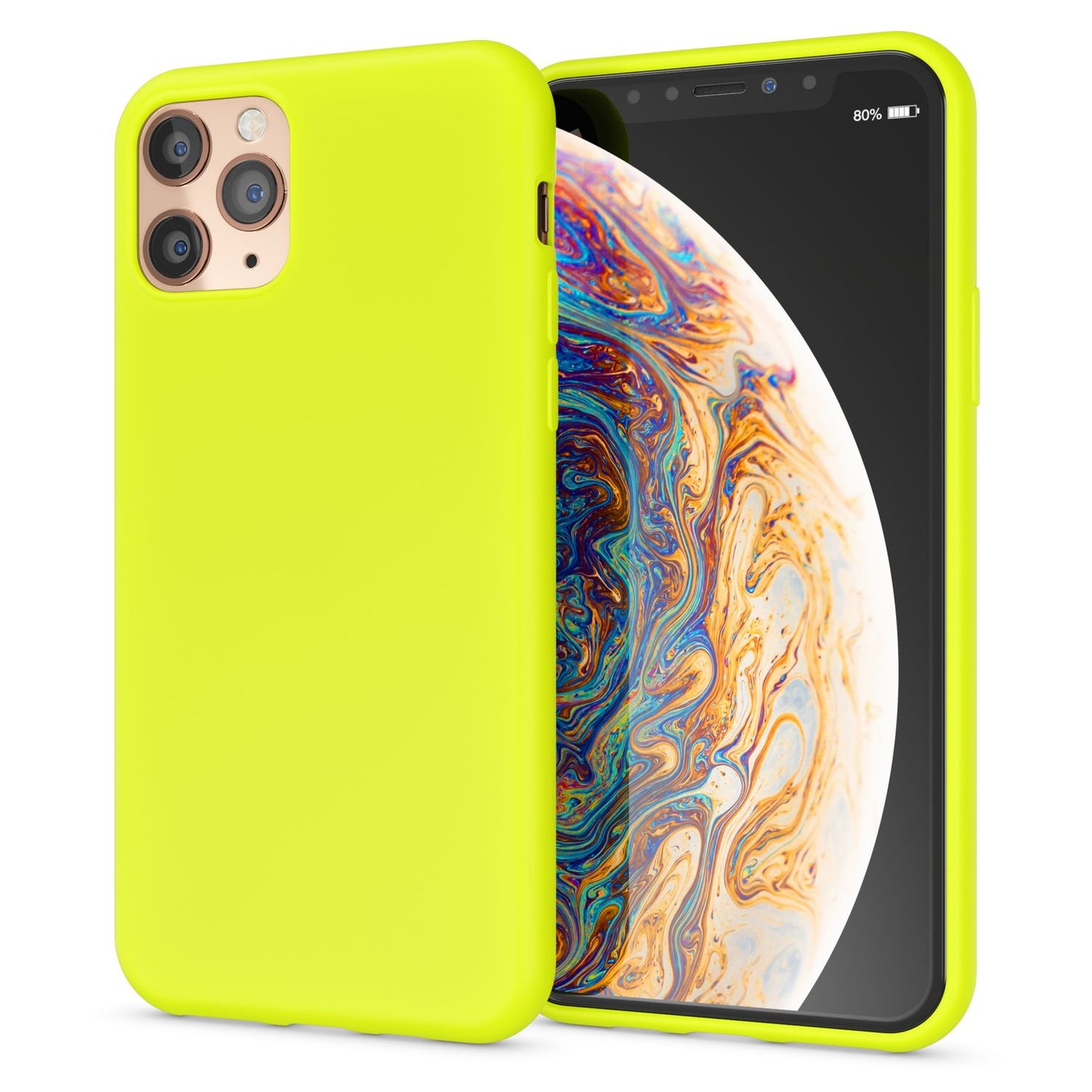 NALIA Neon Silikonhülle für iPhone 11 Pro Max – Soft-Touch & Signal-Neon – NEONSHOCK (Matte Schutzhülle) – Marke aus Berlin
